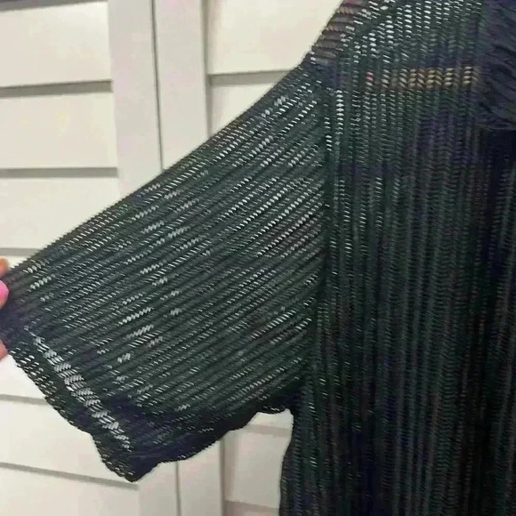 Mesh 2-Piece Open Front Short Set Size Large Black - Picture 2 of 6